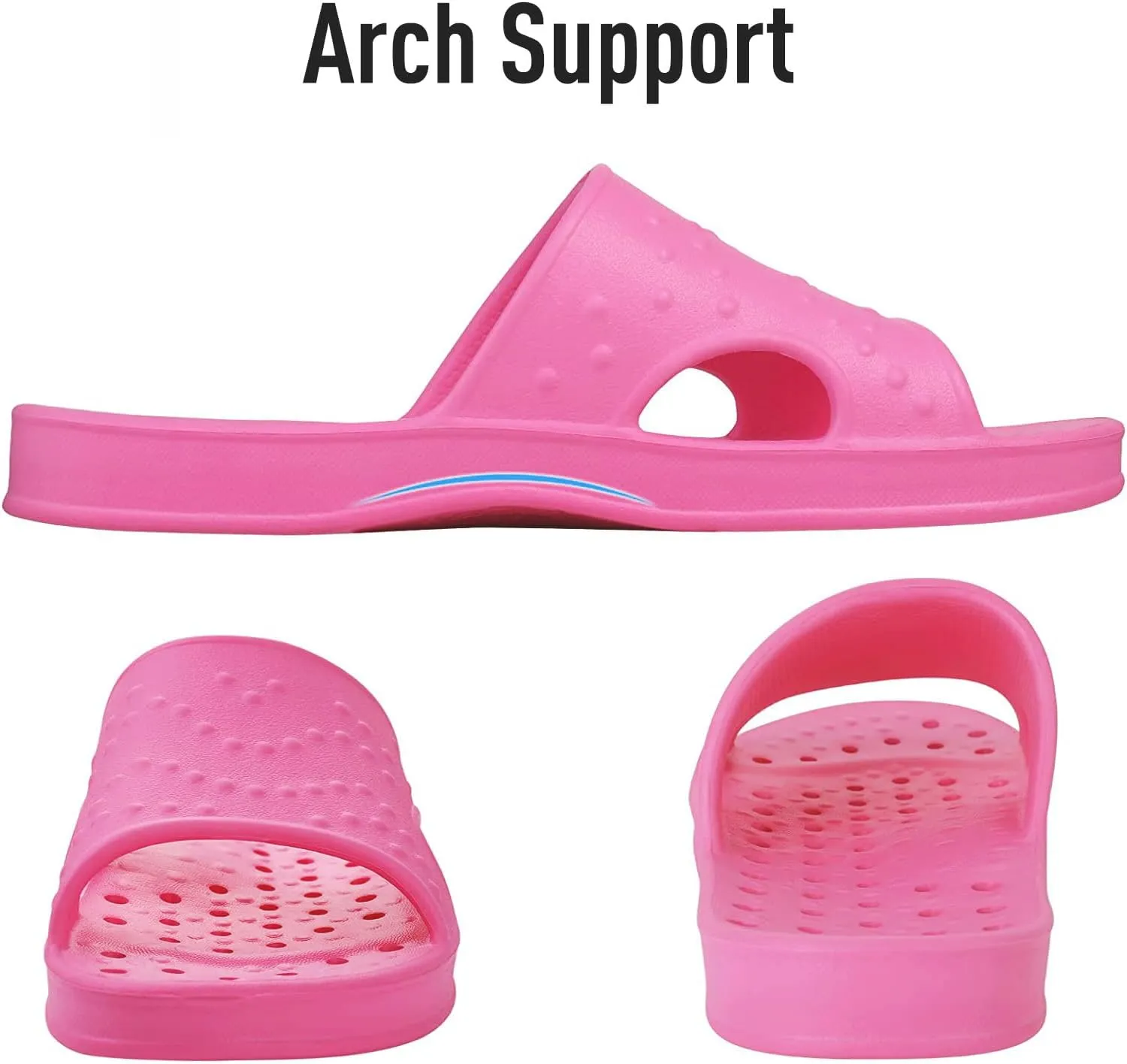 shevalues Shower Shoes for Women with Arch Support Quick Drying Pool Slides Lightweight Beach Sandals with Drain Holes