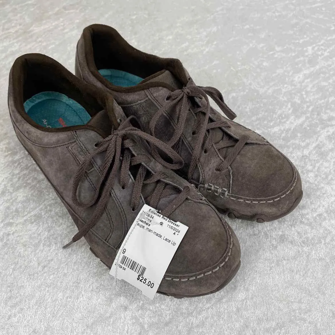Skechers Women Size 9 Taupe man-made Lace Up Sneakers