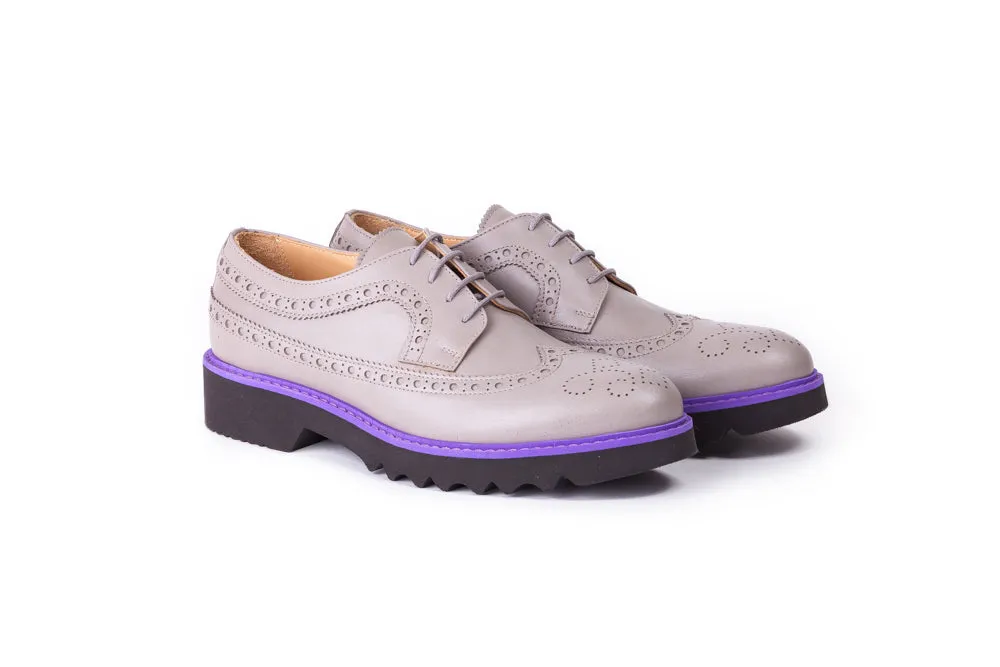 Women's Grey & Purple Brogue Wingtip. EX-336 (2017)