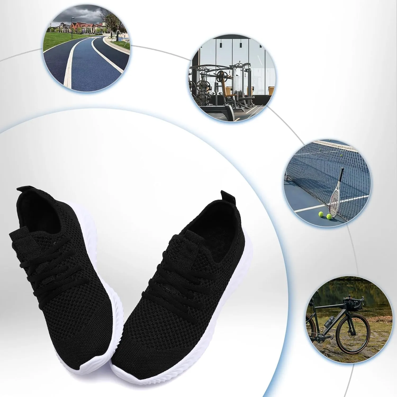 Women's Tennis Running Shoes Lightweight Slip On Walking Shoes Breathable Athletic Sport Gym Workout Jogging Fitness Sneaker