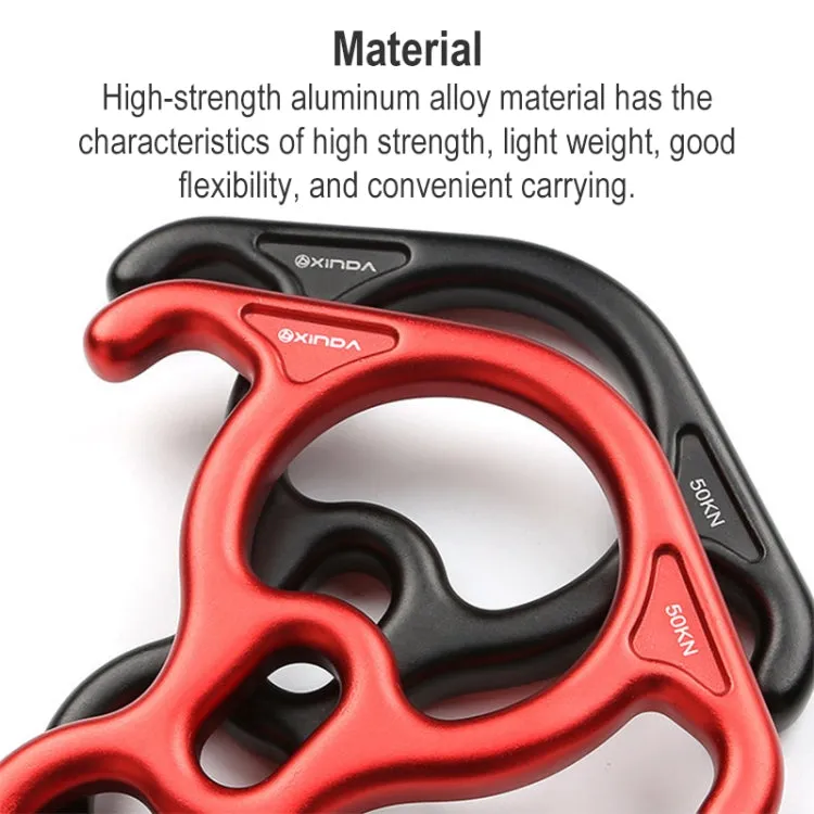 XINDA XD8602 Climbing Rescue Figure 8 Descender with Bent-ear Rappelling Gear Belay Device(Black)