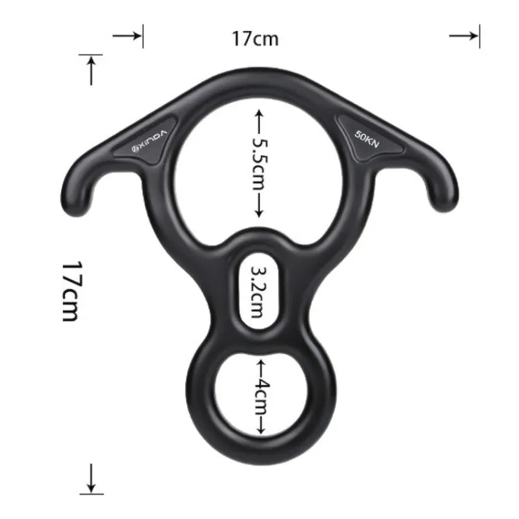XINDA XD8602 Climbing Rescue Figure 8 Descender with Bent-ear Rappelling Gear Belay Device(Black)