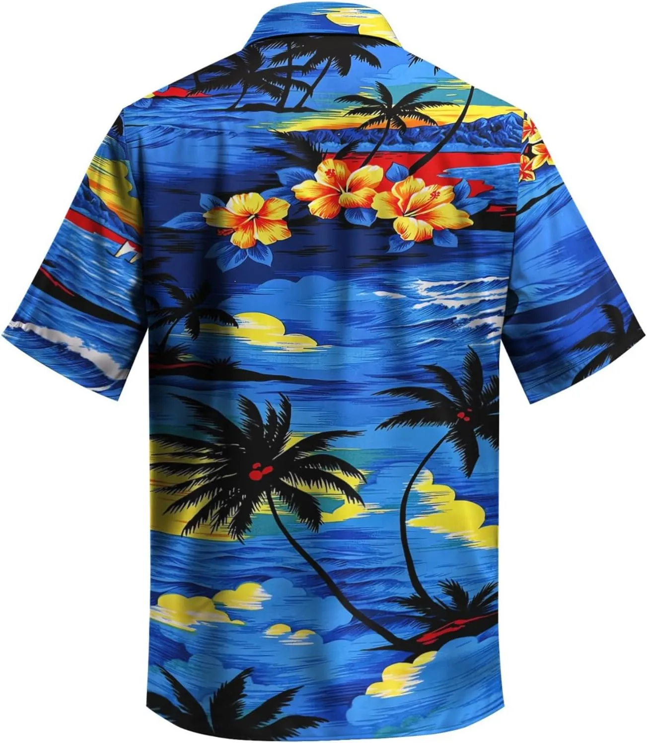yolsun Men's 4th of July Button-Down Shirt - Casual Short Sleeve, American Flag Print, Independence Day Hawaiian Shirt