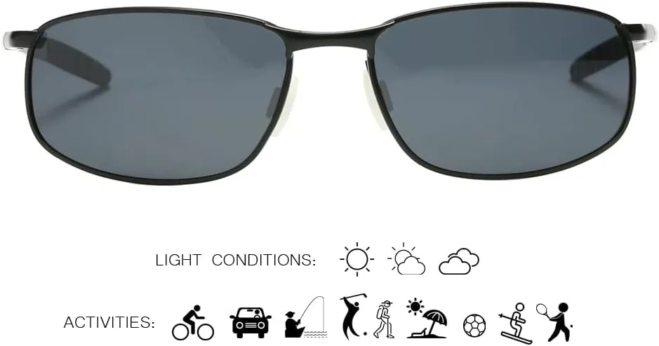ZHILE Polarized Sunglasses for Men, 8-base Curve Wrap Metal Frame for Fishing Sporting Driving with Sunglasses Case